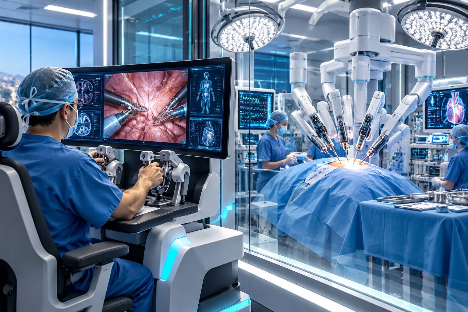 Nhấn để xem ảnh chất lượng hơn Các hệ thống robot phẫu thuật giúp bác sĩ thực hiện những ca mổ phức tạp với độ chính xác tối đa