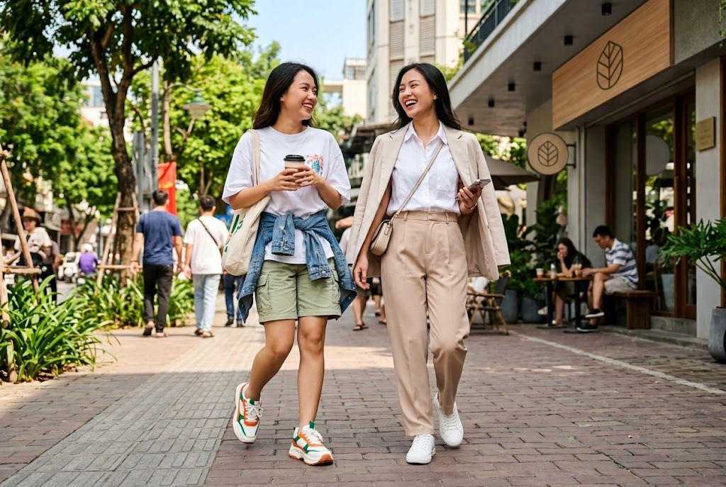 Nhấn để xem ảnh chất lượng hơn Phối giày thể thao thuần chay với trang phục phù hợp để tạo outfit ưng ý