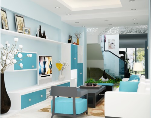 Nhấn để xem ảnh chất lượng hơn Kết hợp hai màu trắng - xanh cho nội thất ngôi nhà của bạn