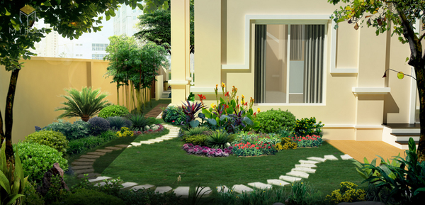 Nhấn để xem ảnh chất lượng hơn Sân vườn đẹp với vườn nhỏ trước nhà