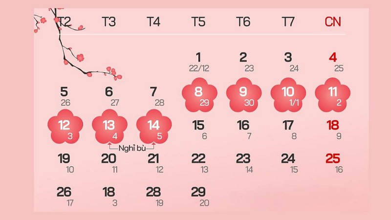 Lịch nghỉ Tết Nguyên đán 