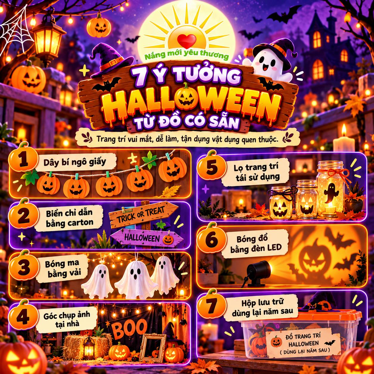 Bảy ý tưởng làm đồ trang trí Halloween handmade từ giấy, bìa carton và vật liệu tái sử dụng