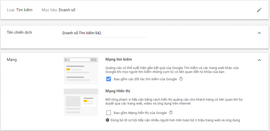 Cài đặt chiến dịch 