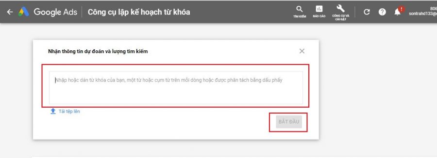 Công cụ lập kế hoạch từ khóa 