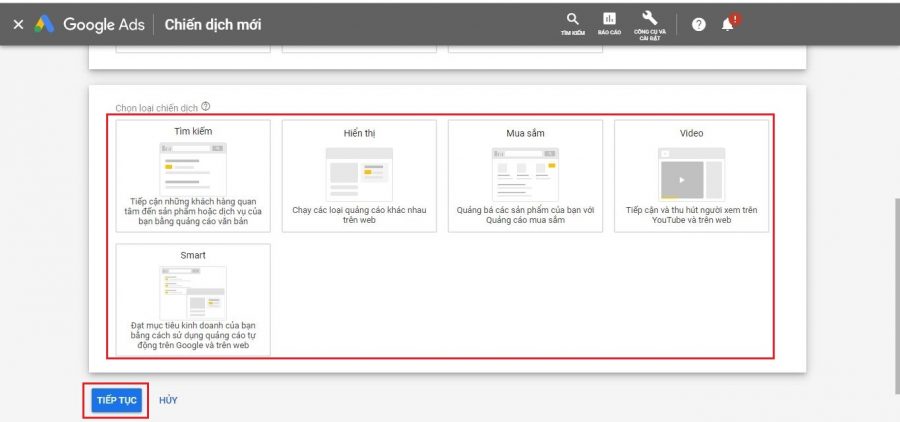 Nhấn Tiếp Tục để cài đặt 