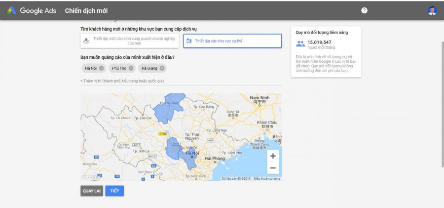 Thiết lập vị trí cụ thể tùy chỉnh 