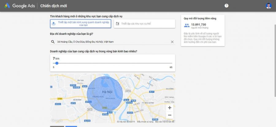 Thiết lập vị trí theo bán kính 