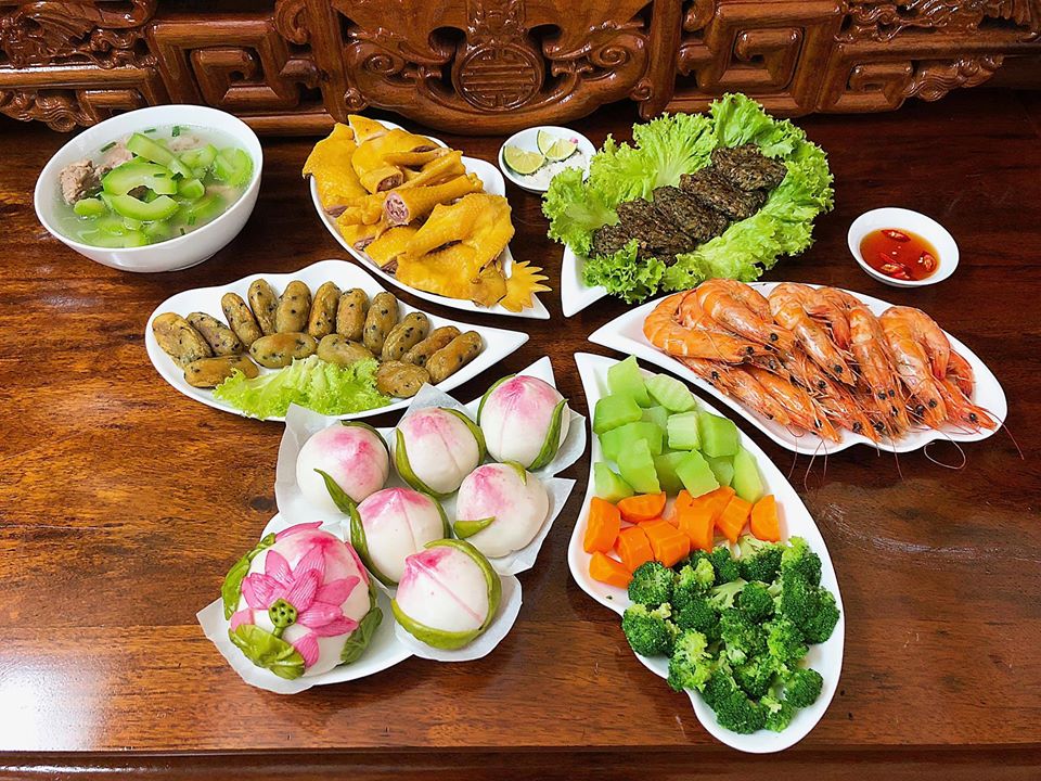 Nhấn để xem ảnh chất lượng hơn Mâm cỗ Rằm Tháng Giêng