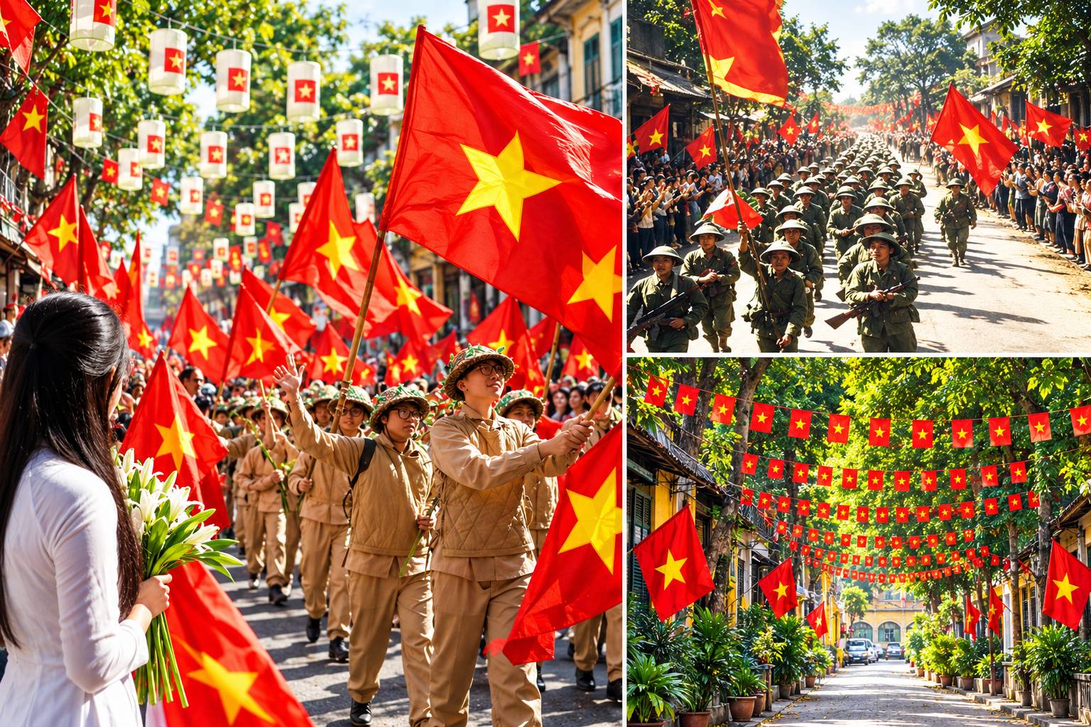 Khắp các ngả đường trong ngày 10/10 năm ấy, biển người và cờ hoa rực rỡ đã vỡ òa hạnh phúc đón chào đoàn quân chiến thắng tiến về tiếp quản Thủ đô